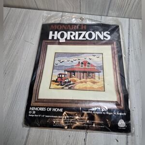 Vtg 1981 Beach House Needlepoint Kit Monarch Horizons Memories Of Home 10x8 Wool